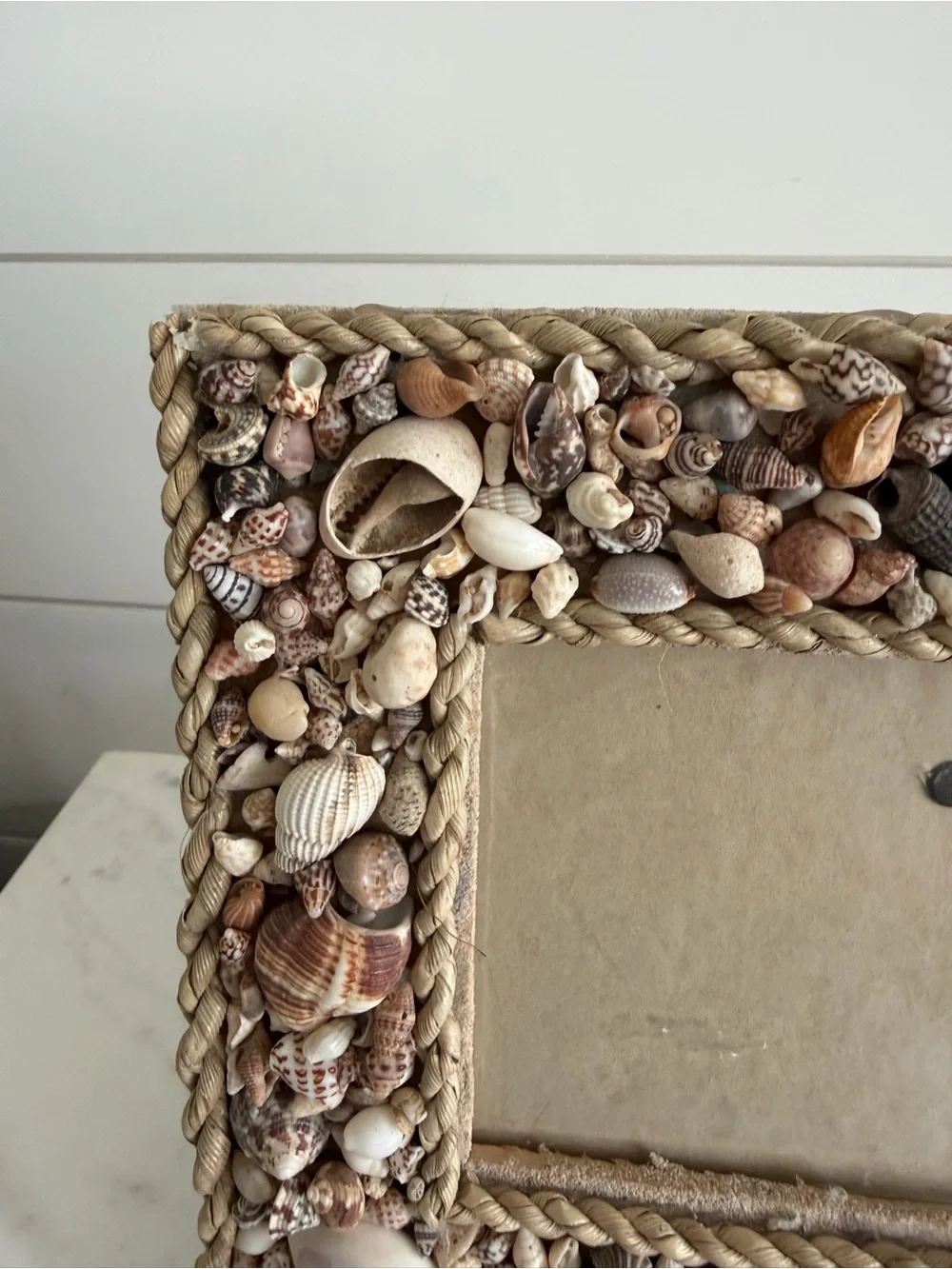 Vintage Sea Shell & Twine Picture Frame